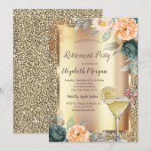 Cocktail Citroen Rozen Goud Glitter Pensioen Kaart (Voorkant / Achterkant)
