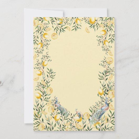 Cocktail Citroenen Peacock Brunch Bubble Kaart (Achterkant)