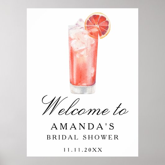 Cocktail Citrus - bruiloft feest welkom bord Poster (Voorkant)