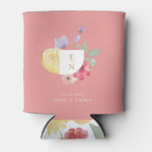 Cocktail Citrus Waterverf Floral Wedding Monogram Blikjeskoeler (Voorkant)