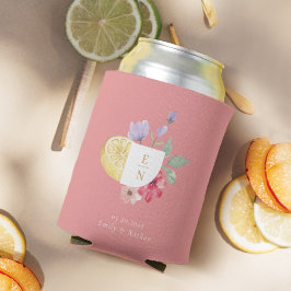 Cocktail Citrus Waterverf Floral Wedding Monogram Blikjeskoeler