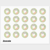 Cocktail Citrus Waterverf Floral Wedding Monogram Ronde Sticker (Vel)