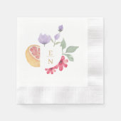 Cocktail Citrus Waterverf Floral Wedding Monogram Servet (Voorkant)