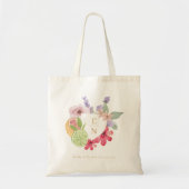 Cocktail Citrus Waterverf Floral Wedding Monogram Tote Bag (Voorkant)