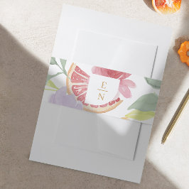 Cocktail Citrus Waterverf Floral Wedding Monogram Uitnodigingen Wikkel