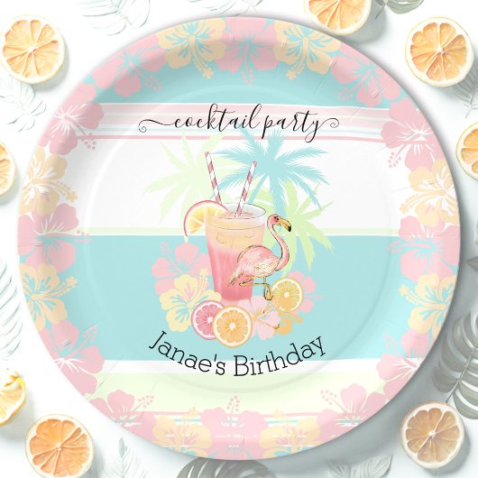 Cocktail Citrus Zomer Zwembad Party Strand Tropisc Papieren Bordje