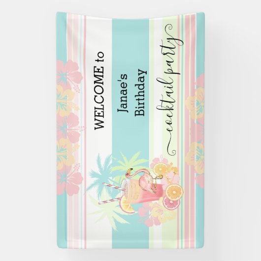 Cocktail Citrus Zomer Zwembad Party Strand Tropisc Spandoek (Verticaal)