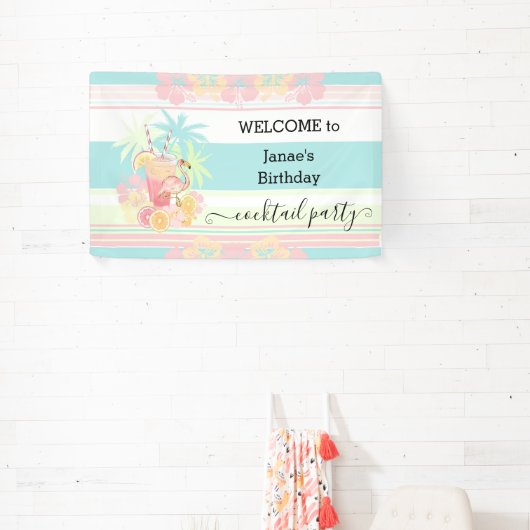 Cocktail Citrus Zomer Zwembad Party Strand Tropisc Spandoek (Insitu)