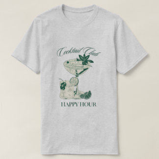 "Cocktail Club Happy Hour"  Retro Drink Lovers Tee T-shirt