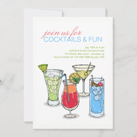 Cocktail Collectie Invitation Kaart (Voorkant)