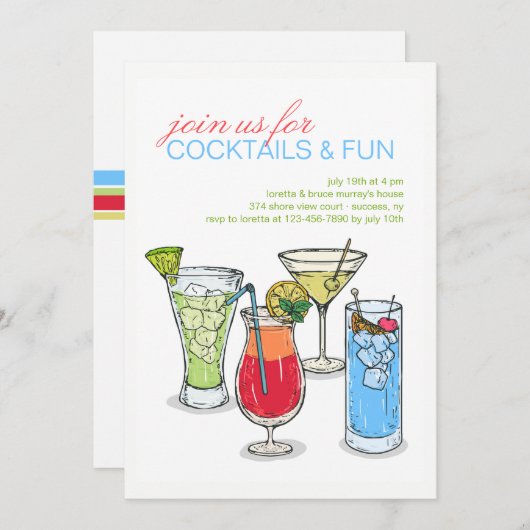 Cocktail Collectie Invitation Kaart (Voorkant / Achterkant)