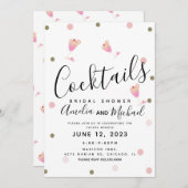 Cocktail Confetti roze bridal Shower Invitation Kaart (Voorkant / Achterkant)