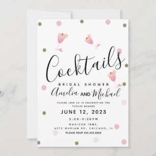 Cocktail Confetti roze bridal Shower Invitation Kaart