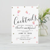 Cocktail Confetti Roze Bruidsdouche Uitnodiging (Staand voorkant)