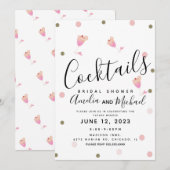 Cocktail Confetti Roze Bruidsdouche Uitnodiging (Voorkant / Achterkant)