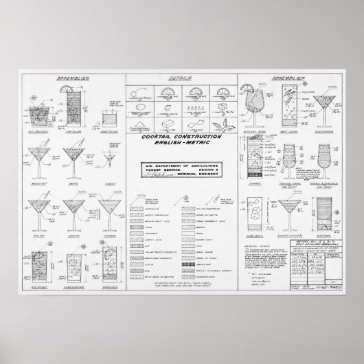 Cocktail Construction Chart Poster (Voorkant)