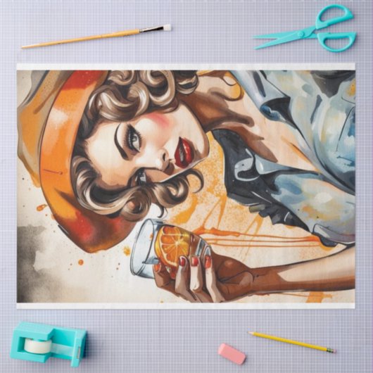 Cocktail Cuties - ouderwetse schoonheid Decoupage Tissuepapier (Craft)