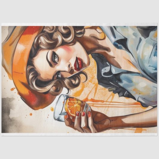 Cocktail Cuties - ouderwetse schoonheid Decoupage Tissuepapier (Voorkant)