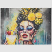 Cocktail Cuties - Pina Colada Meisje Decoupage Tissuepapier (Voorkant)