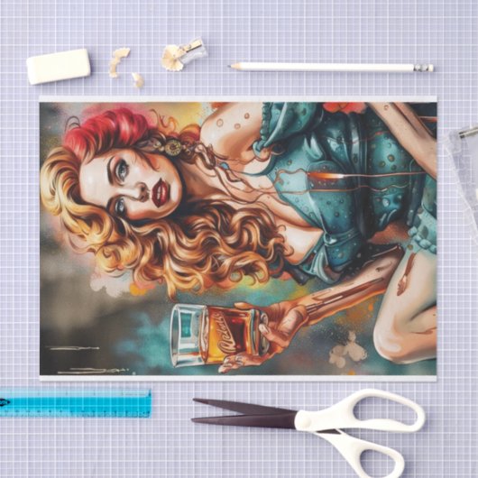 Cocktail Cuties - Whiskey Vrouw Decoupage Tissuepapier (Craft)