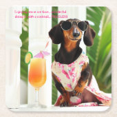 Cocktail Dachshund Drink Coasters Kartonnen Onderzetters (Voorkant)