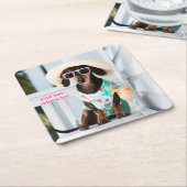 Cocktail Dachshund Drink Coasters Kartonnen Onderzetters (Schuin)