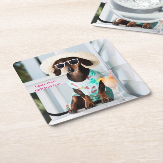 Cocktail Dachshund Drink Coasters Kartonnen Onderzetters (Schuin)