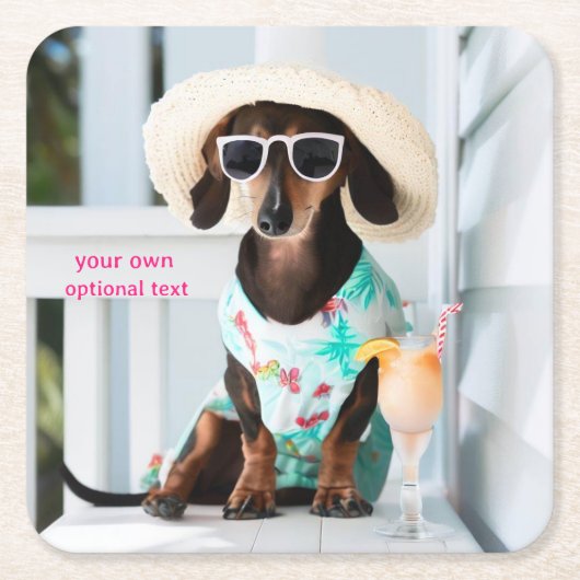 Cocktail Dachshund Drink Coasters Kartonnen Onderzetters (Voorkant)