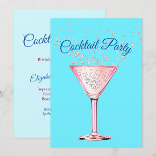 Cocktail Diamonds Modern Adult Birthday Party Kaart