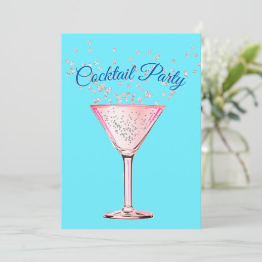 Cocktail Diamonds Modern Volwassen Verjaardagsfees Kaart (Staand voorkant)