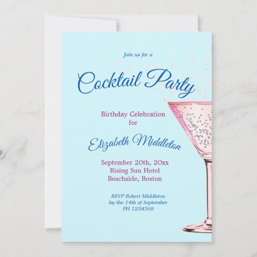 Cocktail Diamonds Modern Volwassen Verjaardagsfees Kaart (Achterkant)