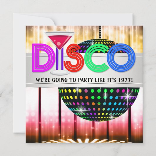 Cocktail Disco Dansfeest Uitnodigingen (Voorkant)
