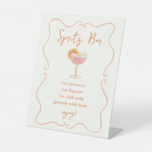 Cocktail Doodle Spritz Bar Reclamebord Met Voetstuk (Voorkant)