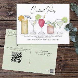 Cocktail Dranken QR Code Sociale Media Vooraf Gead Briefkaart