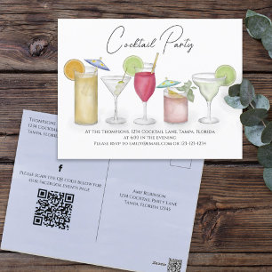 Cocktail Dranken QR Code Sociale Media Vooraf Gead Briefkaart