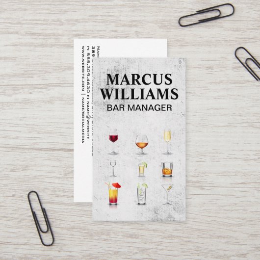 Cocktail Dranken Visitekaartje (Voorkant / Achterkant in situ)