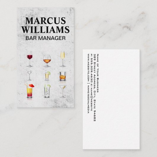 Cocktail Dranken Visitekaartje (Voorkant / Achterkant)