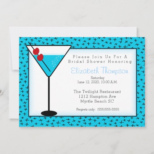Cocktail Drink Bridal Shower Invitation Kaart (Voorkant)