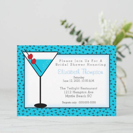 Cocktail Drink Bridal Shower Invitation Kaart (Staand voorkant)