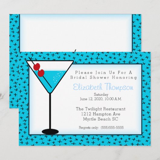 Cocktail Drink Bridal Shower Invitation Kaart (Voorkant / Achterkant)