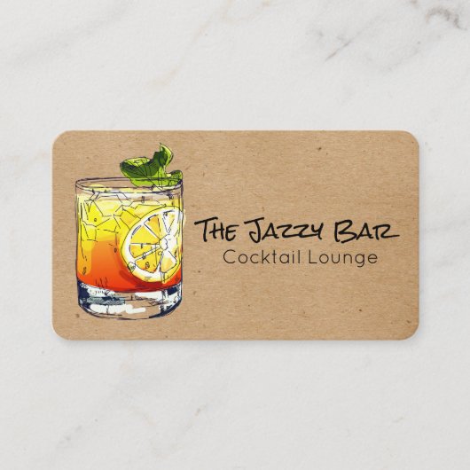 Cocktail Drink Illustratie | loungebar Visitekaartje (Voorkant)