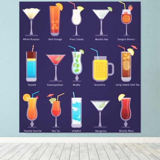 Cocktail drink in een bril canvas afdruk (Insitu (Houten vloer))