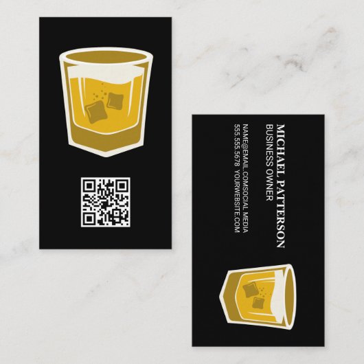 Cocktail Drink Logo/QR Barcode Visitekaartje (Voorkant / Achterkant)