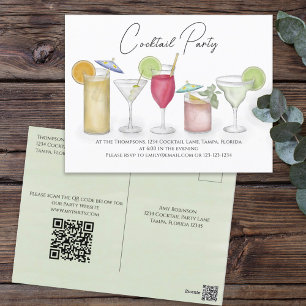 Cocktail Drink QR Code Feest Website Vooraf Geadre Briefkaart