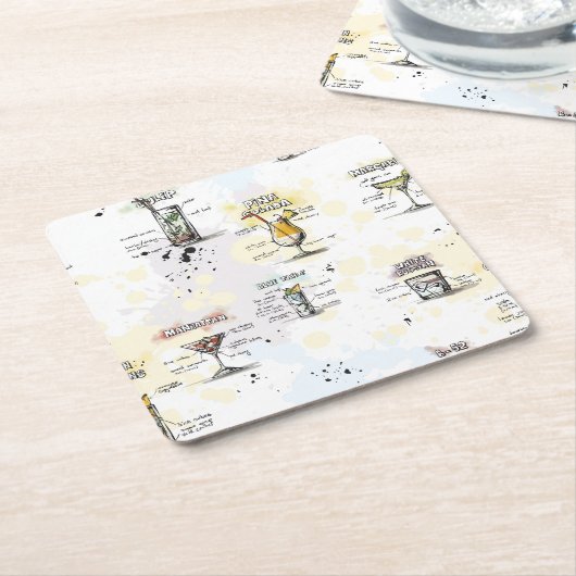 Cocktail Drink Recipe Design Kartonnen Onderzetters (Schuin)