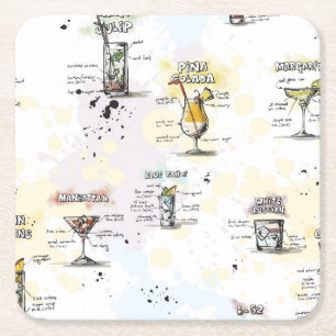 Cocktail Drink Recipe Design Kartonnen Onderzetters