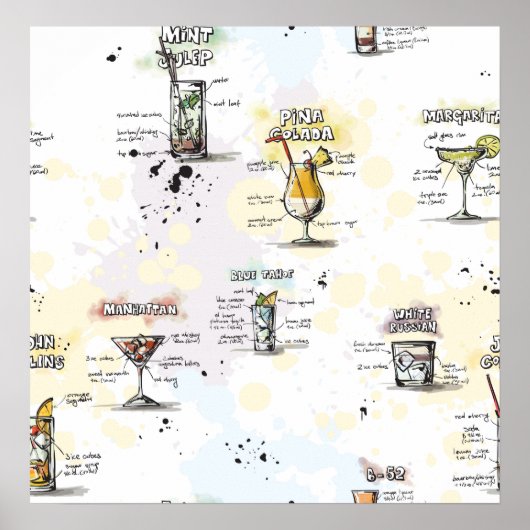 Cocktail Drink Recipe Design Poster (Voorkant)