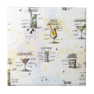 Cocktail Drink Recipe Design Tegeltje