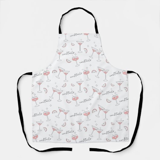 Cocktail Drinken bril en leemon Slice White Patten Schort (Voorkant)