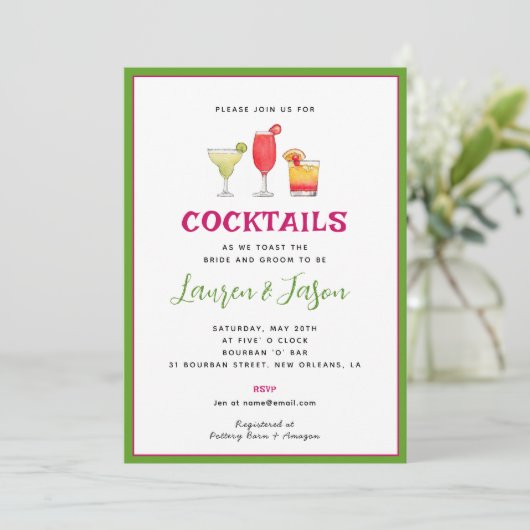 Cocktail Drinken douches-uitnodiging Aankondiging (Staand voorkant)